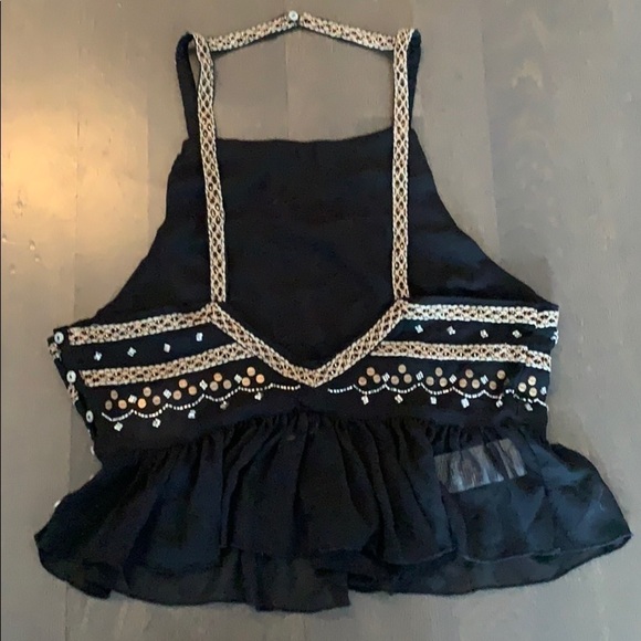 NWT Free People Camille Embroidered Black Camisole - Picture 4 of 7